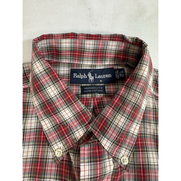 Vintage Polo Ralph Lauren Yarmouth Red Plaid‎ Button Up Shirt Men's Large - Picture 3 of 7